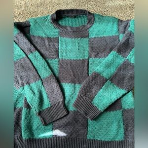 Blue and green checker sweater